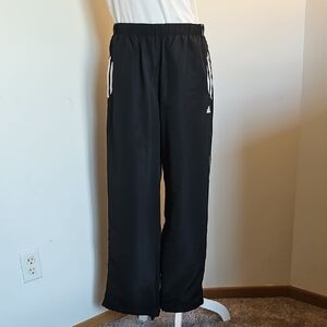 Adidas Black Track Pants with White Stripes